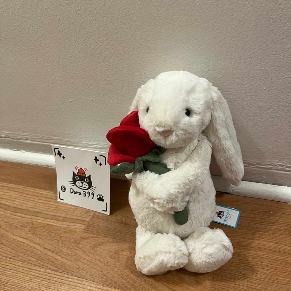 Jellycat Authentic Cream Bunny With Rose – Valentine’s Day Gift